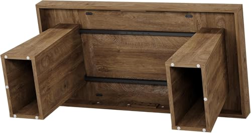 Image of Tribesigns 55-Inch Executive Desk, Large Wood Office Computer Desk with Double Pedestal, Modern Minimalist Workstations Writing Table Conference Table Furniture for Home Office, Walnut&Black