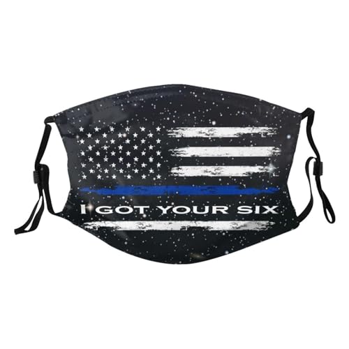 Thin Blue I Got Your Six Adult Dust Mask Adjustable Dust Face with 2 Filter5