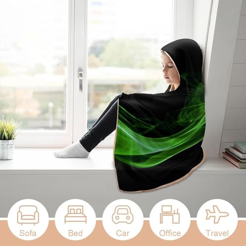 Couverture portable cape à capuche verte fumée plaid abstrait