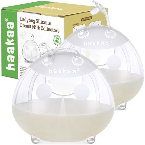 Image of haakaa Ladybug Silicone Breast Milk Collector - Wearable Nursing Cups for Breastfeeding Moms, Collect Leaky Breast Milk, Protect Sore Nipples, Made of Soft Food Grade Silicone (1.4oz/40ml, 2 pcs)
