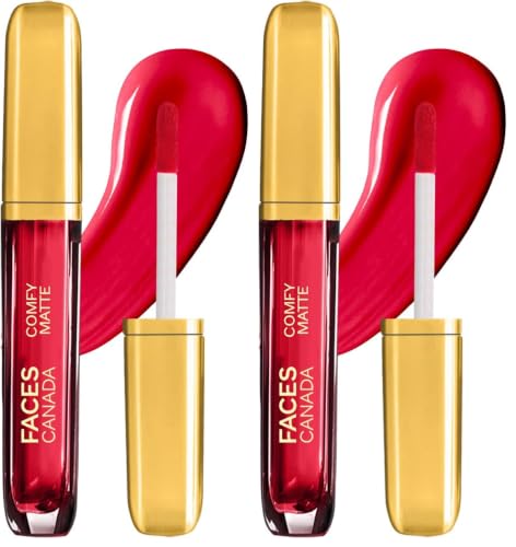 Image of FACES CANADA Comfy Matte Liquid Lipstick - Getting Ready 02 (Red), 3 ml | Comfortable 10HR Longstay | Intense Matte Color | Almond Oil & Vitamin E Infused | Super Smooth | No Dryness | No Alcohol