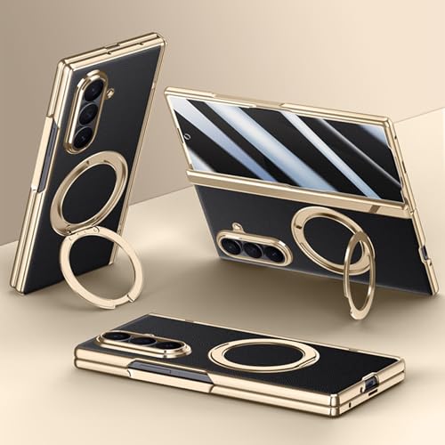 Étui pour Samsung Galaxy Z Fold 7 en cuir rigide noir avec anneau et film de confidentialité