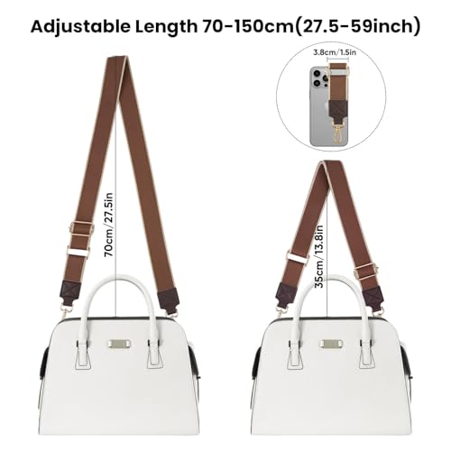 Image of Purse Strap Wide Replacement Crossbody Bag Straps, 1.5 inch Canvas Handbag Shoulder Strap, Adjustable Tote Belt (1.5 inch Brown /Gold Buckle)
