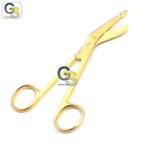 G.S Corrosion Resistant Stainless Steel Gold 4 1/2 INCH Lister Bandage Scissors Best Quality