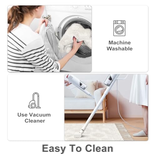 Uphome Boho Bathroom Runner Rug 2' x 4.3', Washable Woven Cotton Bedroom Rug Runners, Beige Aesthetic Tufted Entryway Runner Rugs, Bohemian Tribal Throw Rugs for Bedside Living Room Laundry Kitchen