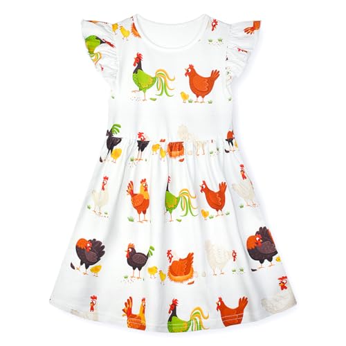 Image of HILEELANG Little Girl Short Sleeve Dress Easter Cotton Casual Applique Tunic Shirt Dresses