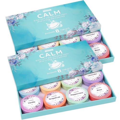 Image of CalmNFiz Shower Steamers Aromatherapy Self Care Gifts 2 * 8 Pack Set, Green