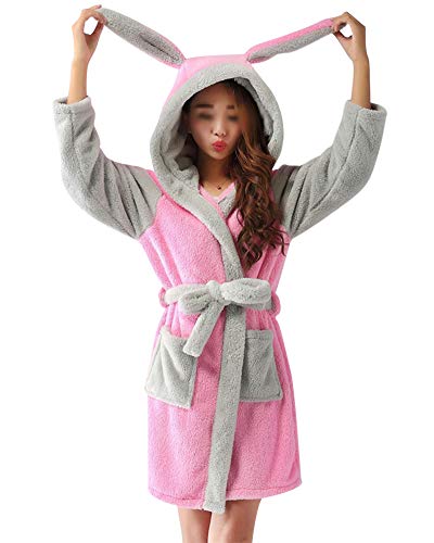Robe Luxury Terry Toweling Bata Albornoz Hombre Y Mujeres con Capucha Baño Abrigo Pijamas De Animales Conejo S