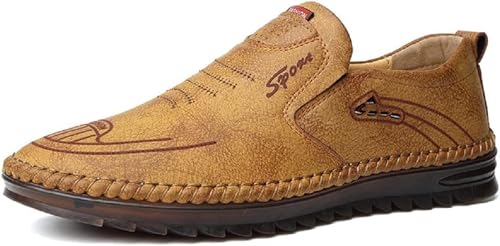 TangDao Men’s Loafers, Leather Slip On Moccasins Penny Loafers, Breathable Driving Walking Lightweight Casual Shoes