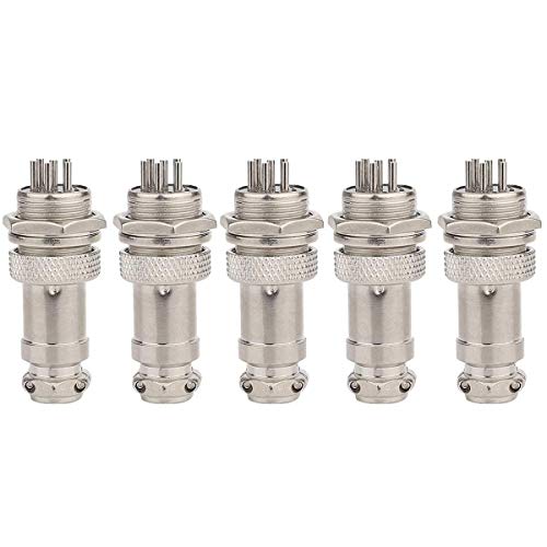 Clyxgs GX16 6 Pin Panel Mount Round Metal Aviation Plug Adapter Male Female Plug Metal Socket (Pack of 5)