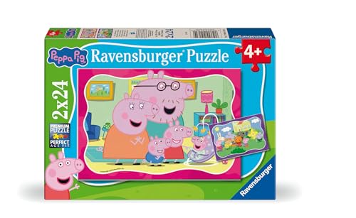 Ravensburger Kinderpuzzle - 12004184 Peppa Pig - Puzzle für Kinder ab 4 Jahren mit 2x24 Teilen