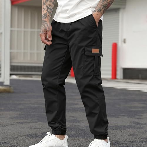 DuDubaby Men's Lightweight Joggers Cargo Hiking Pants Track Running Workout Athletic Travel Golf Casual Outdoor Pants3
