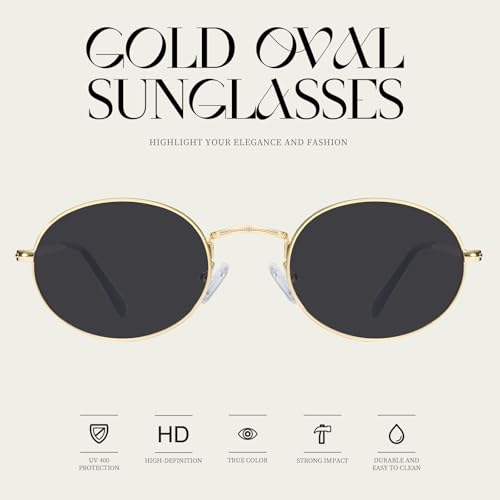 mosanana Trendy Retro Small Oval Sunglasses for Women 90s Metal Sun Glasses MS524762
