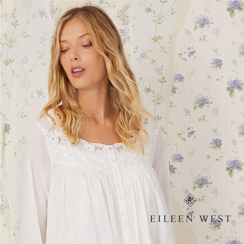 Image of Eileen West Queen Anne's Lace Womens Sleepwear & Loungewear - Florentine Lace Collection - 100% Long Sleeve Soft Long Robe