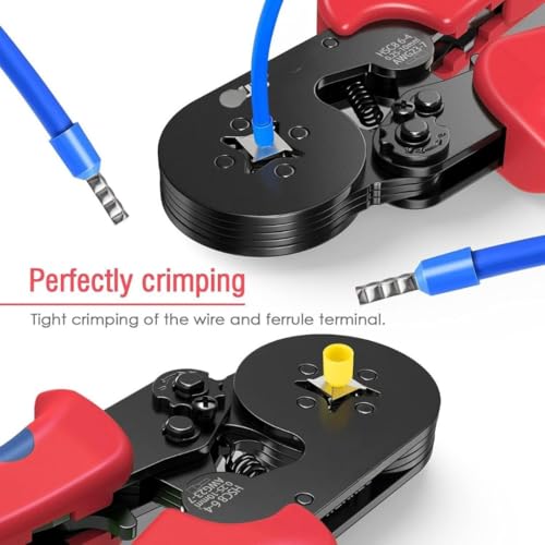 Image of COOLCOLD Ferrule Crimping Tool Kit AWG 23-7 | Self-Adjusting Ratchet Wire Crimper for Ferrule Terminals 0.25-10mm | Square Crimping Pliers for Electrical Wire Connectors Cable End Sleeves