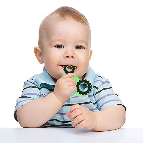 Image of Car Series Baby Teething Toys,Food Grade Silicone Chew Teether for 3 Months+ Infant Boy and Girl,Toddler Sensory Chewing Teether,BPA Free. (Tractor, Green)