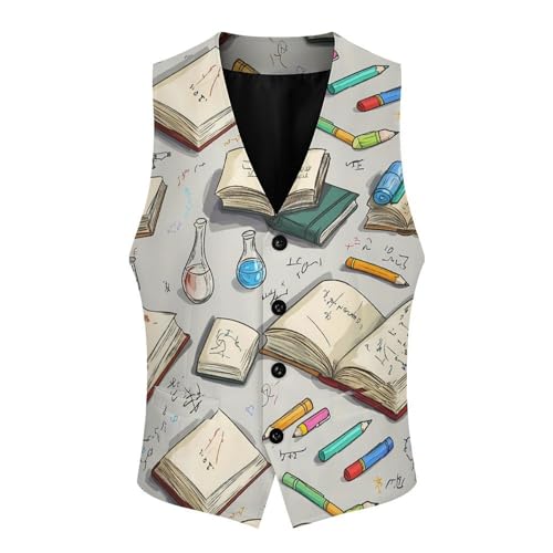 Book Pencil Men's Suit Vests Business Formal Dress Vest V-Neck Waistcoat for Wedding Casual4
