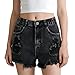 Malibure Girls Ripped Jean Shorts for Teens High Waist Y2K Distressed Denim Shorts with Pockets Summer Fashion Cute Jorts Black 11-12 Years