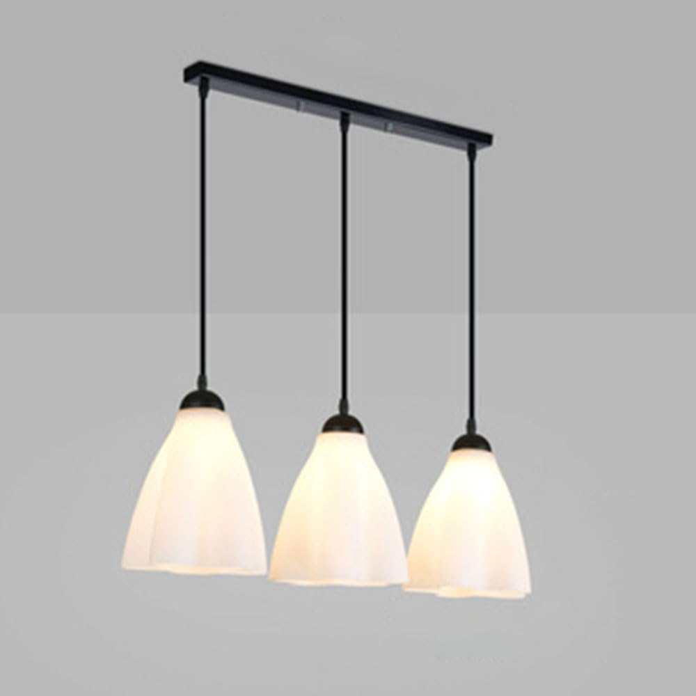 Minimalistyczna lampa wisząca z białego kryształu, elegancka lampa wisząca do wnętrz, nowoczesna lampa sufitowa E27 do sypialni, salonu, kuchni, jadalni (3 światła) (rozmiar: A)