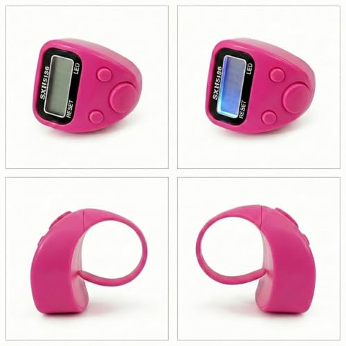 Image of Digital Finger Ring Counter, LCD Display with LED, Reset Function, Tally Counter (Pack of 1-Multicolour) (Pink)