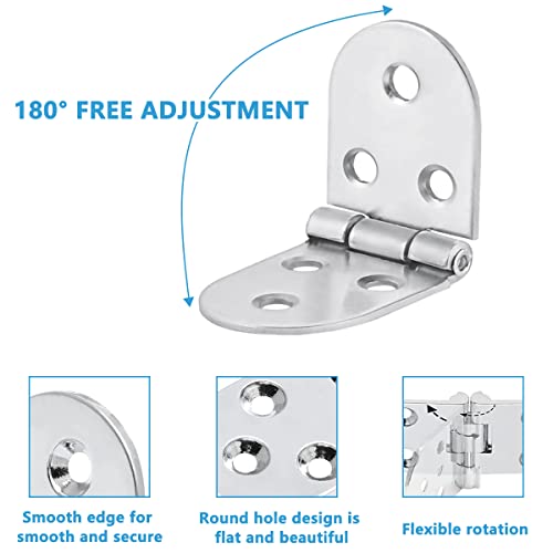 8-Piece Round Edge Flip Top Hinge Set, Folding Hardware with Screws for Tables Cabinets & Wardrobes - Image 3