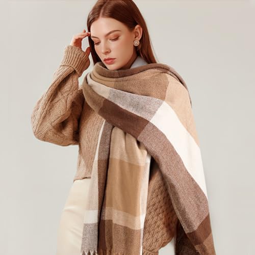 Winter Scarfs for Women - Fashion Cashmere Feel Plaid Scarf, Long Blanket Scarf, Chunky Winter/Fall Women's Pashmina Shawls and Wraps2