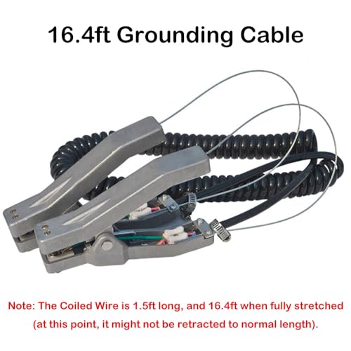 Image of Ground Cable Clamp, 16.4ft Coiled Grounding Cable, Aluminum Alloy Anti Static Grounding Clamp, 3 Copper Nails, Clamps 23mm, for Gas Station Oil Depot Tank Chemical Plant