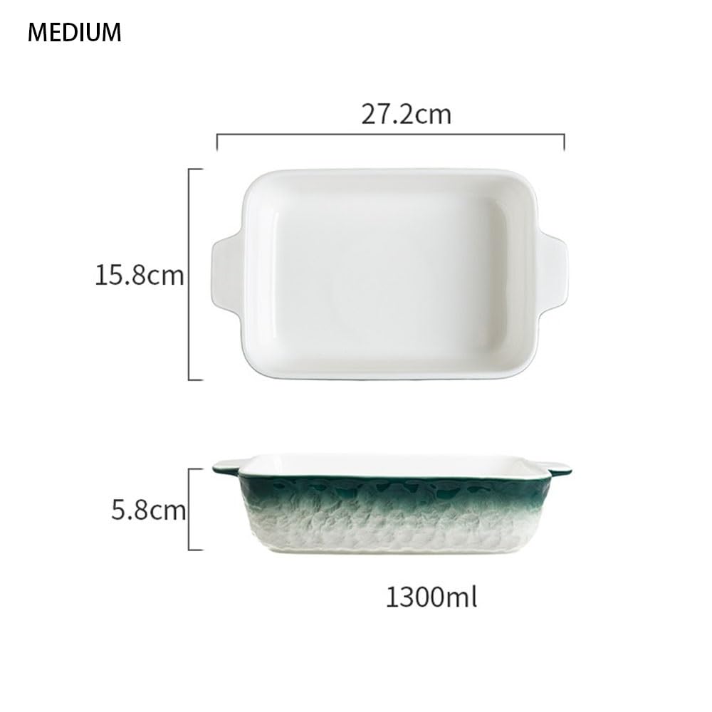 Forno Teglia da Forno Rettangolare in Ceramica a Colori sfumati con Doppi Manici(Bruin,M)