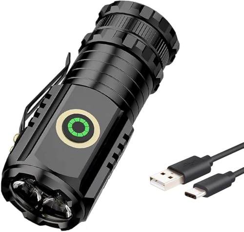 Super Bright Pocket Magnetic USB Taschenlampe Torch Light linterna Metal LED EDC Rechargeable powerful Small Mini Flashlight 600 Lumen Clip Lamp 3 XPG 4 Modes Type-c USB charging