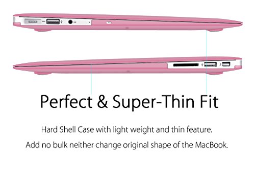 Ueswill Compatible With Macbook Air 13 Inch Case 2010-2017 Release Model A1369 A1466, Smooth Matte Hard Shell Case Cover For Older Version Macbook Air 13 Inch + Microfibre Cleaning Cloth, Pink #TOP4