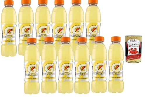 Italian Gourmet - Bebida isotónica de limón, 12 x 500 ml, bebida electrolítica para deporte, entrenamiento, fitness, hidratación empaquetada individualmente + Polpa italiana gourmet