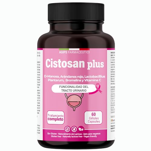 Cistitis Tratamiento con D-Manosa Pura 2000 mg Arándano Rojo Bromelina Probióticos Vitamina C Para Favorecer la Función del Tracto Urinario Vegano 60 cápsulas Cistosan Plus Agips Farmaceutici