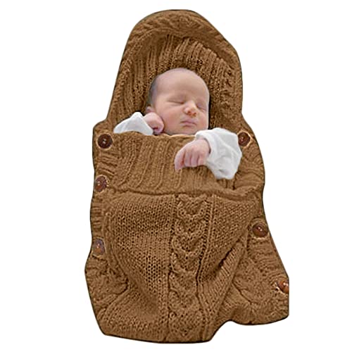 Image of XMWEALTHY Newborn Baby Wrap Swaddle Blanket Knit Sleeping Bag Receiving Blankets Stroller Wrap for Baby (Coffee) (0-6 Month)