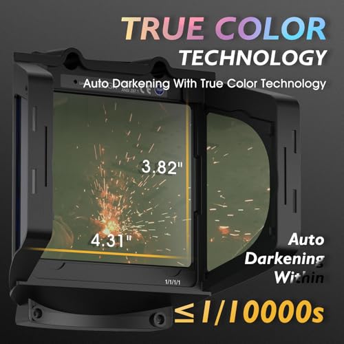 Image of TOOLIOM Auto Darkening Welding Helmet with Panoramic Viewing Welding Mask Type-C Charging & Solar /Rechargeable Battery Powered Welder Hood for TIG MIG Cut Grind