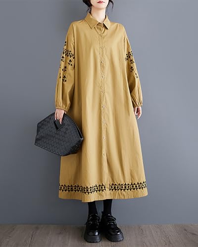 Image of ellazhu Womens Fall Casual Patchwork Funky Long Sleeve Designer Dress Loose Blouse GY2787 A