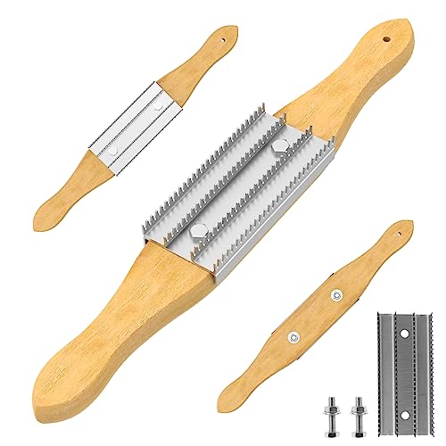 Buffing Wheel Rake for Drill, 15 inch Sturdy Polishing Wheel Rake with Spare Steel Rakes Tooth, Durable Polishing Rakes with Wooden Handle, Remove and Clean Compounds (with Spare Steel Tooth)