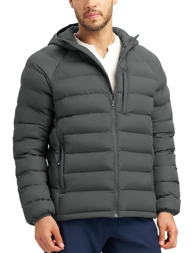 TBMPOY Men's Puffer Jacket Lightweight Hooded Winter Warm Insulated Water-Resistant Coat for Ski Casual Travel