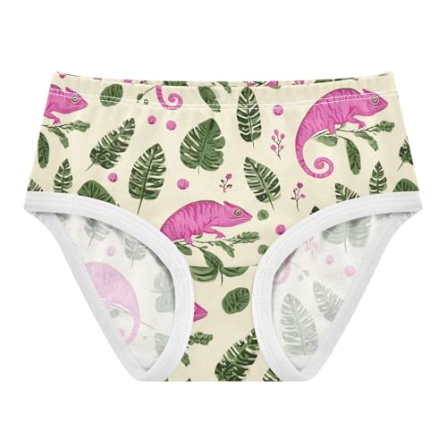 Wusikd Pink Chameleon Girls' Underwear Cotton Green Leaves Girls Briefs Soft Toddler Underwear 2T