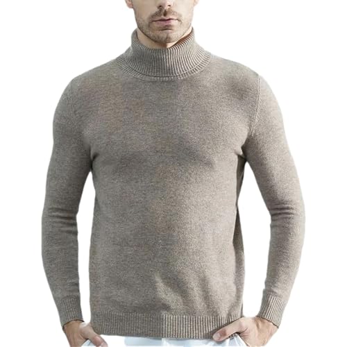 Men’S Cashmere Merino Wool Turtleneck Knitted Pullover Sweater Thick Solid Casual Style Long Sleeve Jumper Top