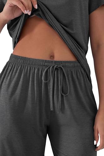 Image of Joyaria Cooling Pajamas Bamboo Viscose PJs Bermuda Shorts Set Women Henley Neck Summer Moisture Wicking Sleepwear