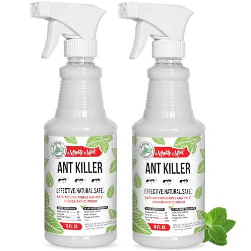 Mighty Mint Peppermint Oil Ant Killer Spray – Natural Ant Repellent for Indoor & Outdoor Use – Plant-Based Insect & Pest Control – 16 oz (Pack of 2)