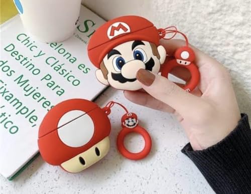 Image of Emoh Roced Case for AirPodS 4 (2024) with Keychain (ANC), Cute Cartoon Shockproof Protective Cover Compatible with Apple AirPods 4th Generation 2024 for Women and Boys (MarI0)
