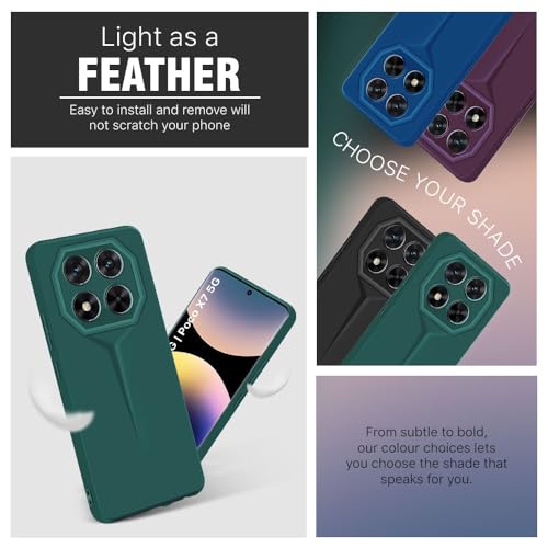 Image of WOW IMAGINE Slim Back Cover for Redmi Note 14 Pro 5G | Poco X7 5G | Blade Series Ultra Thin Case with Lightweight Design | Camera Protection | Soft Matte Silicone Flexible Mobile Case - Green