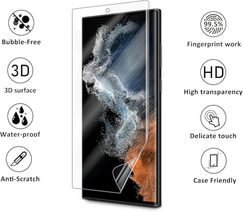 Image of SHILD Silicone - (2 Pack Screen Protector Guard for Samsung S22 Ultra (6.8-inch Screen Size) | Transparent Screen Guard For Galaxy S22 Ultra Fingerprint Support /S PEN Compatible /HD