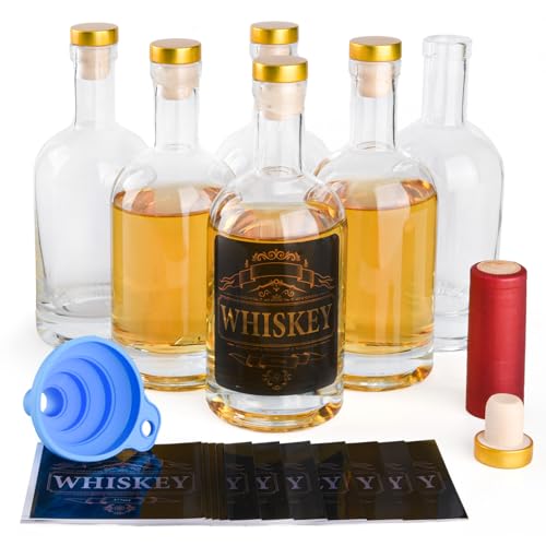 Paquete de 6 botellas de vidrio transparente de 12 onzas con tapa hermética, tapón de corcho de licor de 375 ml para vino, vodka de base pesada, kombucha, hidromiel, whisky, cerveza, aceite, bebidas