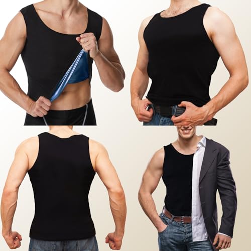 Sauna Vest for Men Waist Trainer, Sleeveless Mens Sweat Sauna Suit Shirt Compression Tank Top3
