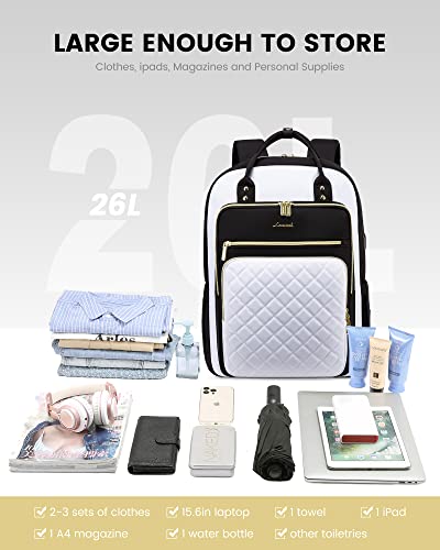 Image of LOVEVOOK Laptop Backpack for Women, Lightweight Casual Daypacks, 15.6in Laptop, USB Port, Oxford Cloth, Ergonomic Shoulder Straps, 18 Pockets, 12-Month Free Return