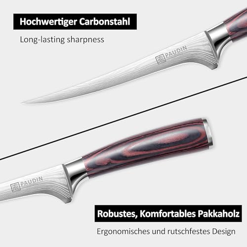 Foto von PAUDIN 18cm Profi Filetiermesser Fischmesser mit komfortablem Holzgriff