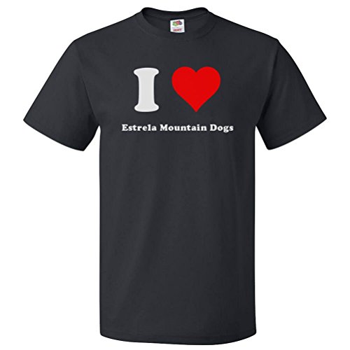 ShirtScope I Love Estrela Mountain Dogs T Shirt I Heart Estrela Mountain Dogs Tee Medium Black