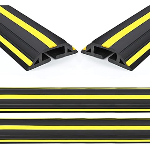 Eapele 10 ft Floor Cable Cover Protector, Heavy Duty PVC Duct Easy to Unroll, Prevent Trip Hazard for Outdoor Settings (2pcs) Cover